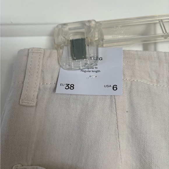 Mango Cream Cotton Wide Leg Trousers - Size 6 - NWT - Picture 7 of 7